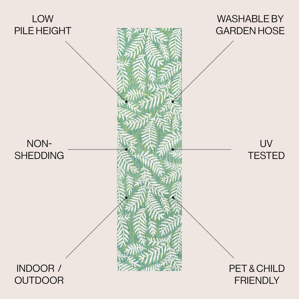 Jonathan Y Smb119G-210 Nevis Palm Frond Indoor Outdoor Area Rug, Coastal Casual Country & Floral Easy Cleaning,Bedroom,Kitchen,Backyard,Patio,Non Shedding, Cream/Green, 2 X 10
