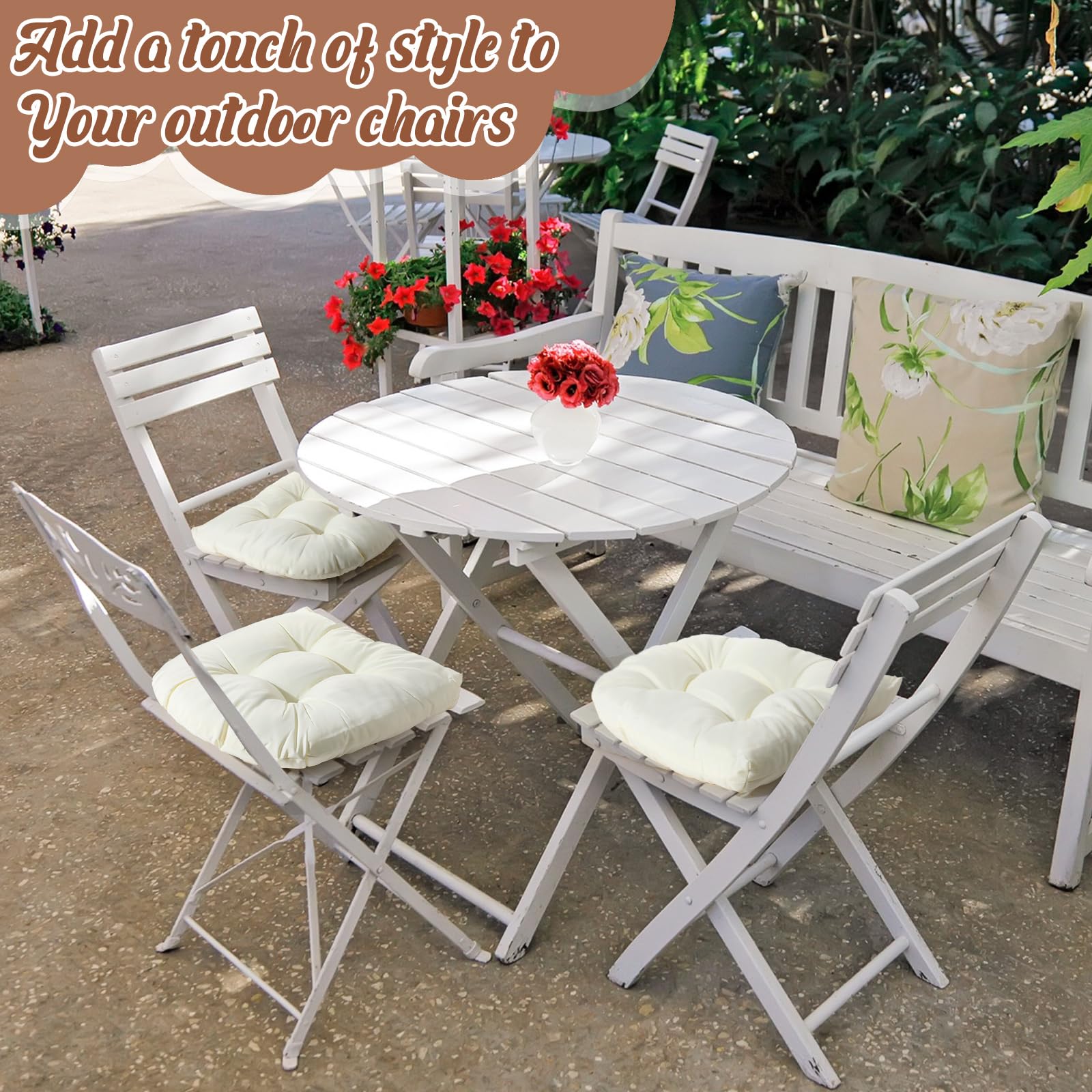 Thyle Outdoor Chair Cushions Set Of 6 Waterproof Sun Protection Square Tufted Seat Cushions Overstuffed Patio Furniture Cushions