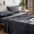 Everly Linen California King Size Sheets Set, 100% Stonewashed French Linen Bed Sheets Deep Pocket Sheets, 4 Pieces (1 Flat Shee