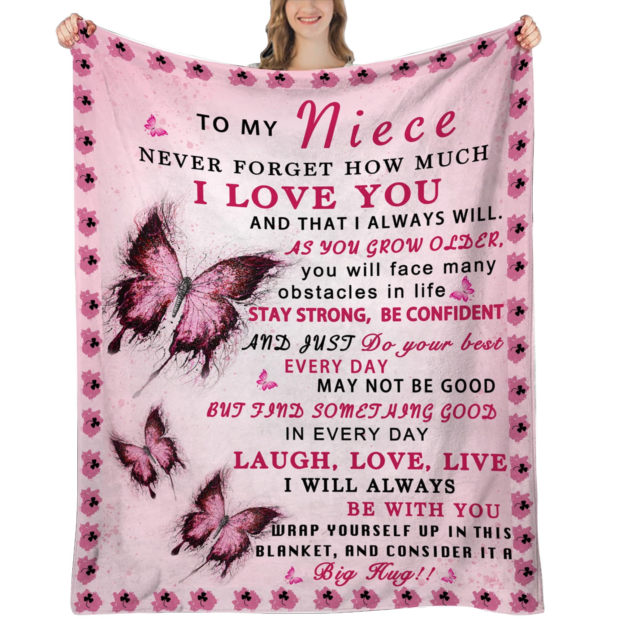Niece Blanket from Aunt, Niece Gifts from Auntie, Gifts for Nieces from Aunt, to My Nieces Blanket for Birthday & Graduation, So