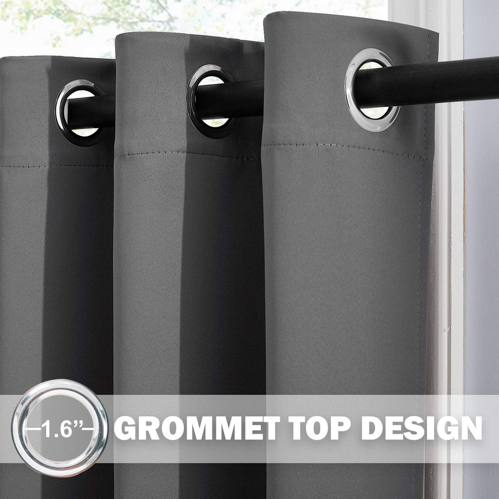 Nicetown Kitchen Curtains Tiers For Small Window, Grey Short Blackout Thermal Insulated Panels With Grommet Top For Living Room/Bedroom/Thanksgiving, Set Of 2, W34 X L36-Inch