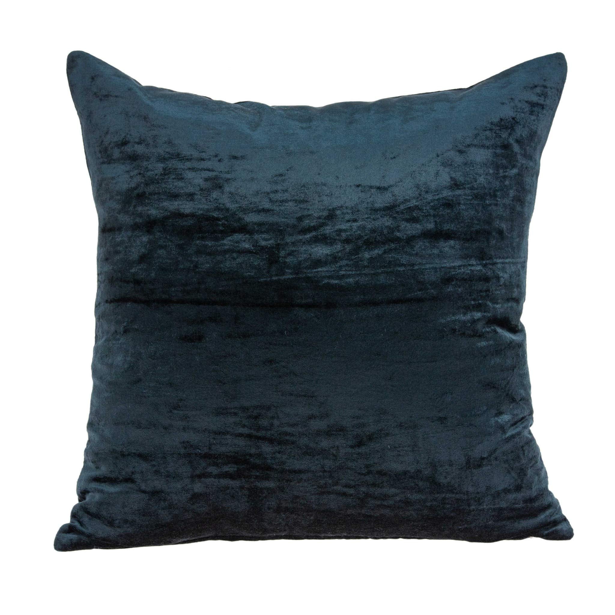 HomeRoots 50% Cotton, 50% Viscose 18' x 7' x 18' Transitional Dark Blue Solid Pillow Cover with Poly Insert