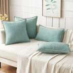 Miulee Pack Of 2 Couch Throw Pillow Covers 20X20 Inch Olive Green Farmhouse Decorative Pillow Covers With Stitched Edge Soft Chenille Solid Dyed Spring Pillow Covers For Sofa Bed Living Room