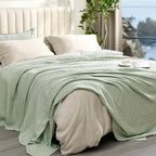 Phf Cooling Waffle Blanket Queen Size, Lightweight 60% Rayon Derived From Bamboo & 40% Cotton Breathable Blanket For Hot Sleepers, Soft And Luxury For Bed Couch And Sofa, 90'X90', Mint