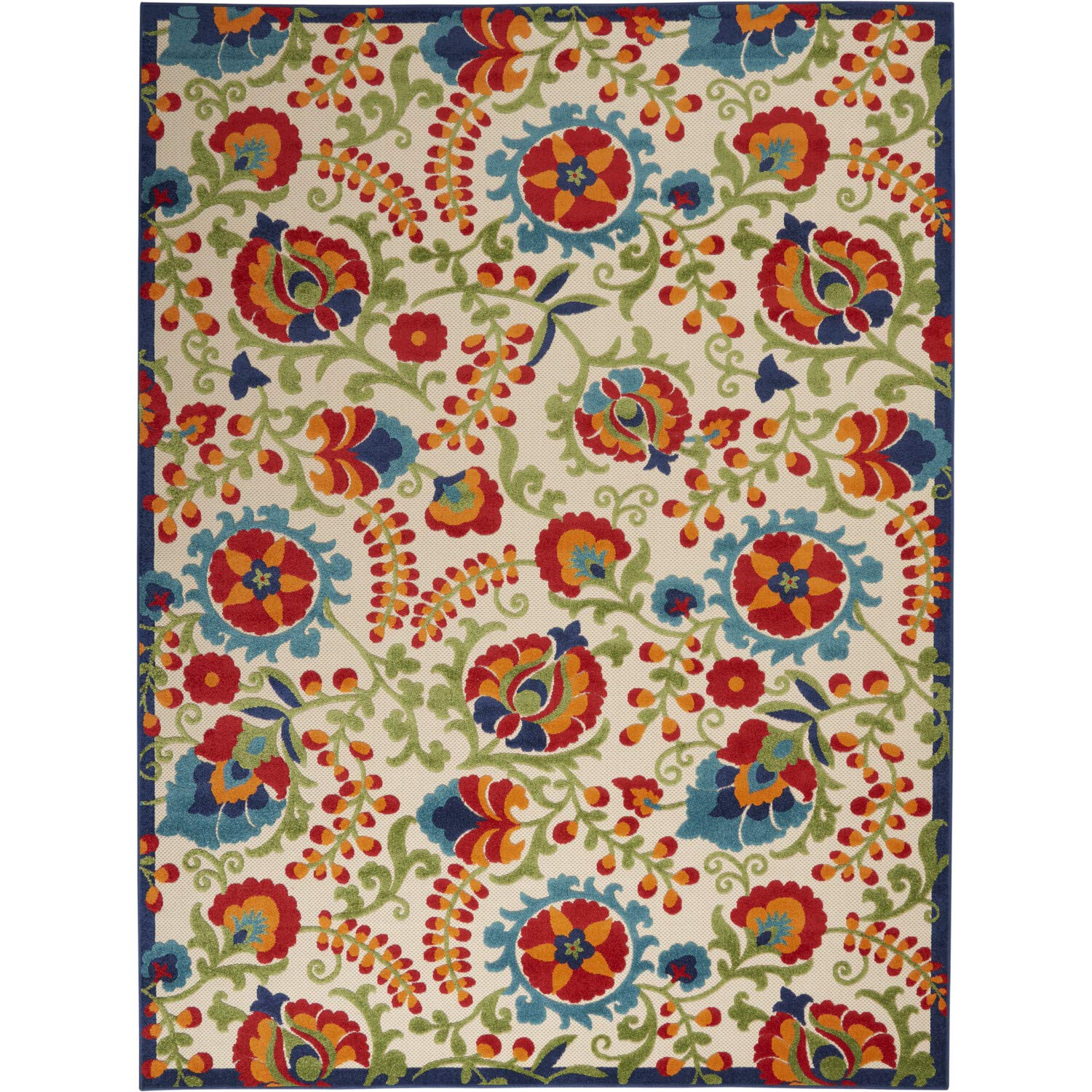 Nourison Aloha Indoor/Outdoor Multicolor 7' X 10' Area-Rug, Easy-Cleaning, Non Shedding, Bed Room, Living Room, Dining Room, Deck, Backyard, Patio (7X10)