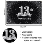 Hamigar 6X4Ft Happy 17Th Birthday Banner Backdrop - 17 Years Old Birthday Decorations Party Supplies For Girls Boys - Black Silv