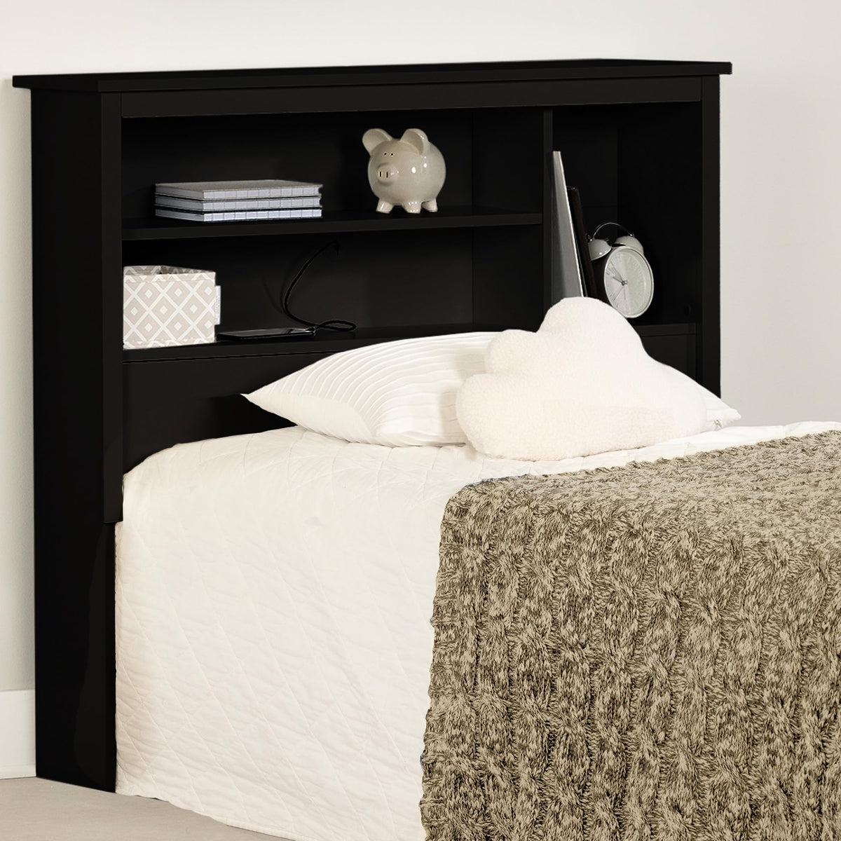 South Shore Gramercy Headboard, Twin, Pure Black