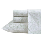 Laura Ashley - Twin Sheets, Cotton Percale Bedding Set, Lightweight & Breathable Home Decor (Toile Delight Green, Twin)