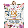 Hcoviv 100Th Birthday Gifts Women Blanket 50*60, Happy 100Th Birthday Gift Ideas, 100Th Birthday Decorations, Gifts For Women Tu