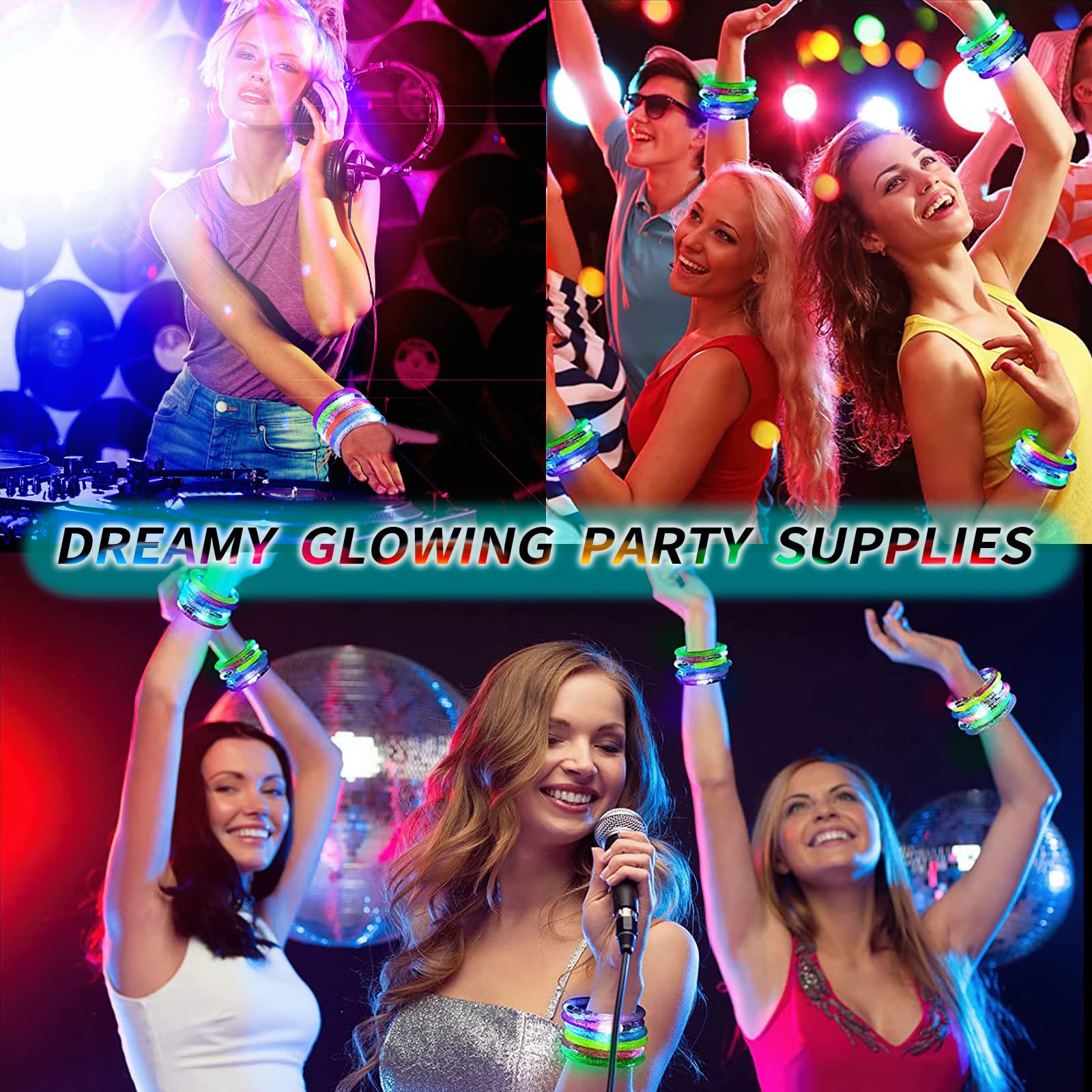 40 Pcs Led Glow Sticks Bracelets Glow In The Dark Party Supplies, Light Up Bracelets Glow Party Favors For Kids Adults, Party Su