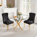 Af Artisan Furniture 36' Square Glass Dining Table Set For 2, 3-Piece Modern Kitchen Table With 2 Black Velvet Chairs, Modern C