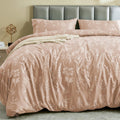 Muxhomo Duvet Cover King Size, Reversible Floral Rosy Gold Duvet Cover Set With Zipper Closure, 3 Pieces Botanical Patterns Soft