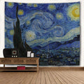 Wihve Tapestry Van Gogh Starry Night Moon Wall Hanging Art Home Decor Polyester Tapestry For Living Room Bedroom Bathroom Kitche