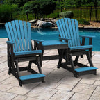 American Furniture Classics Balcony Height Table Double Glider, Blue on Black