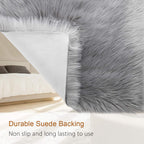 Lochas Soft Fluffy Faux Fur Rugs For Bedroom Bedside Rug 2X3 Feet, Washable, Furry Sheepskin Area Rug For Living Room Girls Room