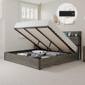 LUXOAK Full Size Lift Up Storage Bed, Wood Platform Bed Frame with Storage Headboard & Charging Station, No Box Spring Needed, E