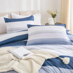 Litanika Full Comforter Set Mineral Blue - 3 Pieces Lightweight Fluffy Bedding Comforter Sets, All Season Down Alternative Comfo