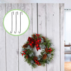 15 Inch Wreath Hanger Hooks Over Door Metal Hooks Practical Clothes Towel Hanger Hooks For Christmas Front Door Decorations (Bla