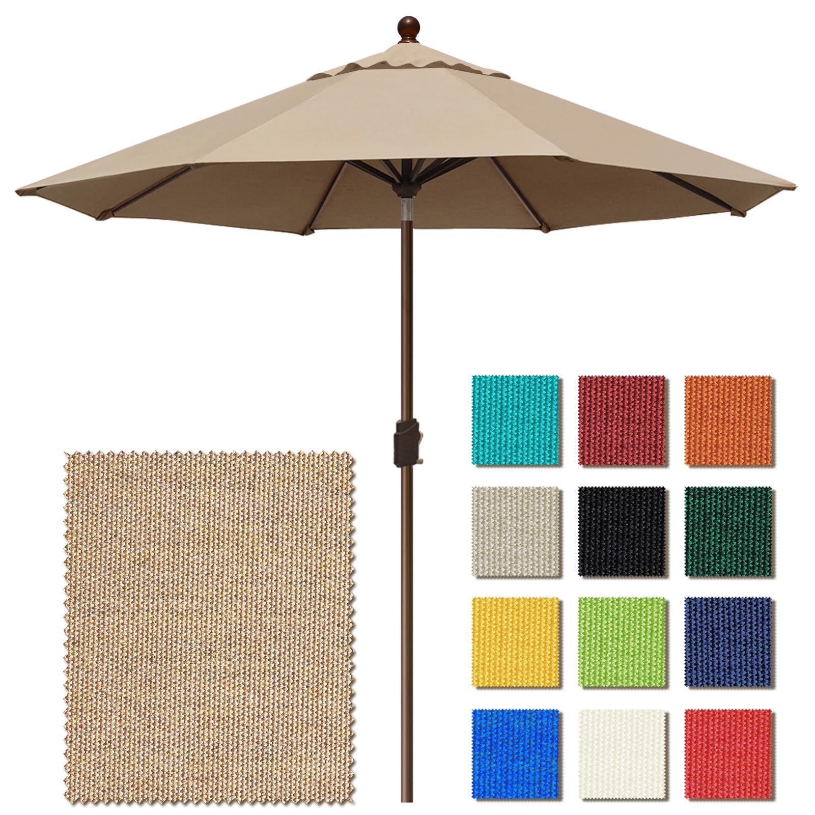 Eliteshade Usa 10-Year-Non-Fading 9Ft Market Umbrella Patio Umbrella Outdoor Table Umbrella With Ventilation, Heather Beige