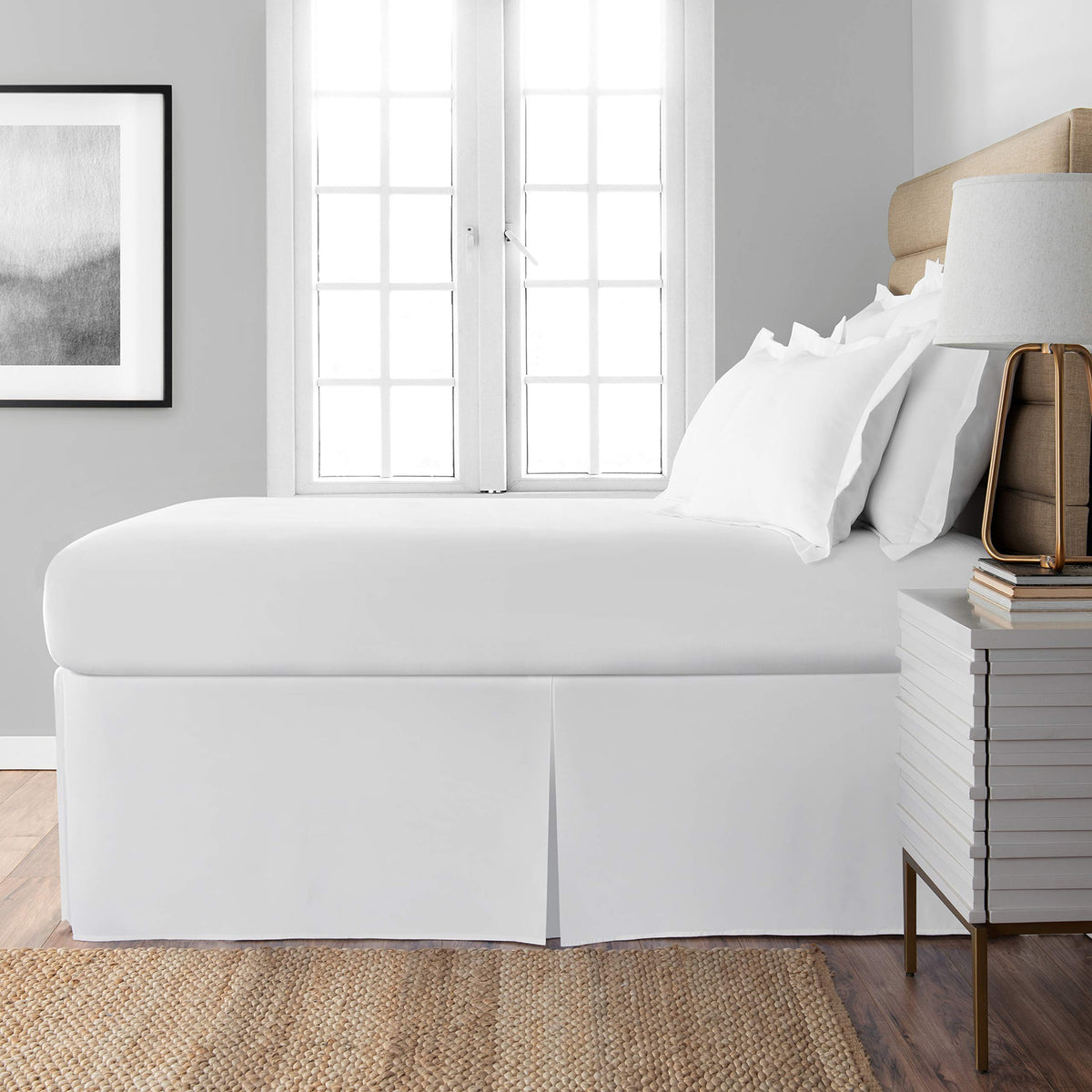 Spacemaker Extra-Long 21'' Drop Length Bed Skirt, Twin, White