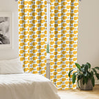 Ambesonne Cartoon Window Curtains, Bumble Bee Along Honey Comb Pattern Hexagonal Themed Illustration, Lightweight Decor 2-Panel
