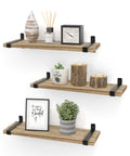 Sapowerntus Wood Floating Shelves Bathroom Wall Mounted, Small Light Rustic Farmhouse Narrow Shelf Storage, Bedroom Living Room 