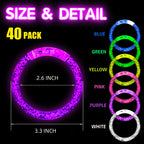 40 Pcs Led Glow Sticks Bracelets Glow In The Dark Party Supplies, Light Up Bracelets Glow Party Favors For Kids Adults, Party Su