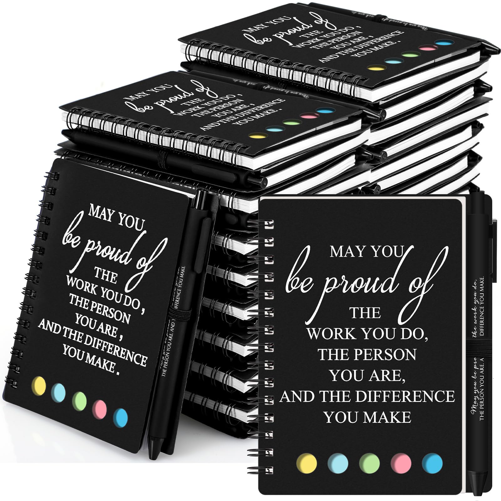 Resurhang 30 Sets May You Be Proud Of The Work You Do Employee Appreciation Spiral Notebook Journal With Sticky Note Notepad Mot