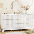 Xixini Fluted Dresser for Bedroom with 9 Drawers, 57 Wide Modern Chest of Drawers with Metal Handle, Wooden Dresser TV Stand, Wo