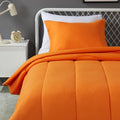 Amazon Basics 2 piece Microfiber Kids Comforter and Pillow Sham Set, Twin, Bright Orange, Solid