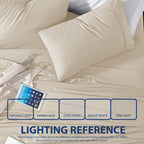 Cathay Home Essentials Ultra Soft Hypoallergenic Wrinkle Resistant Double Brushed Microfiber Bedding Sheet Set, Cream, Queen