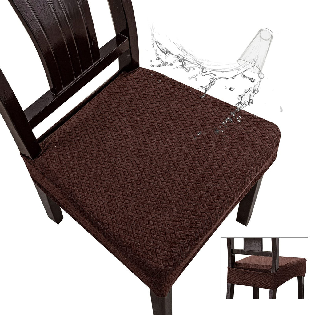 Genina Waterproof Seat Covers for Dining Room Chair Covers Waterproof Dining Chair Covers (4 PCS-Rear-Covered, Chocolate)