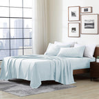 Cathay Home Essentials Ultra Soft Hypoallergenic Wrinkle Resistant Double Brushed Microfiber Bedding Sheet Set, Aqua, California King