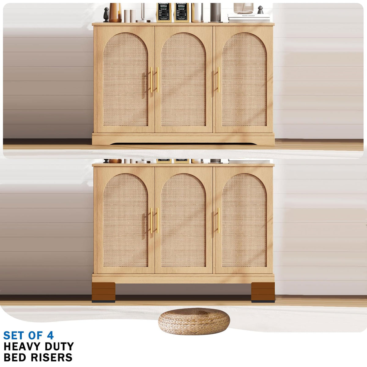 Annkut Furniture Risers 4 Inch, Heavy Duty Furniture Elevator In Heights Of 1.5, 3 Or 4 Inch, Rectangle Raising Blocks For Bed,