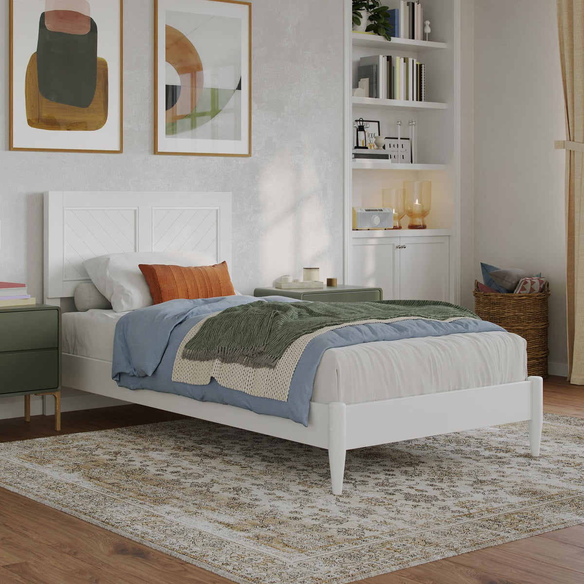Afi, Berkshire Twin Xl Solid Wood Low Profile Platform Bed, White