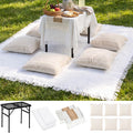 Novabright 10 Pcs Boho Picnic Kit Folding Camping Table with Outdoor Large Boho Picnic Blanket Tablecloth Table Flag Cotton Pill