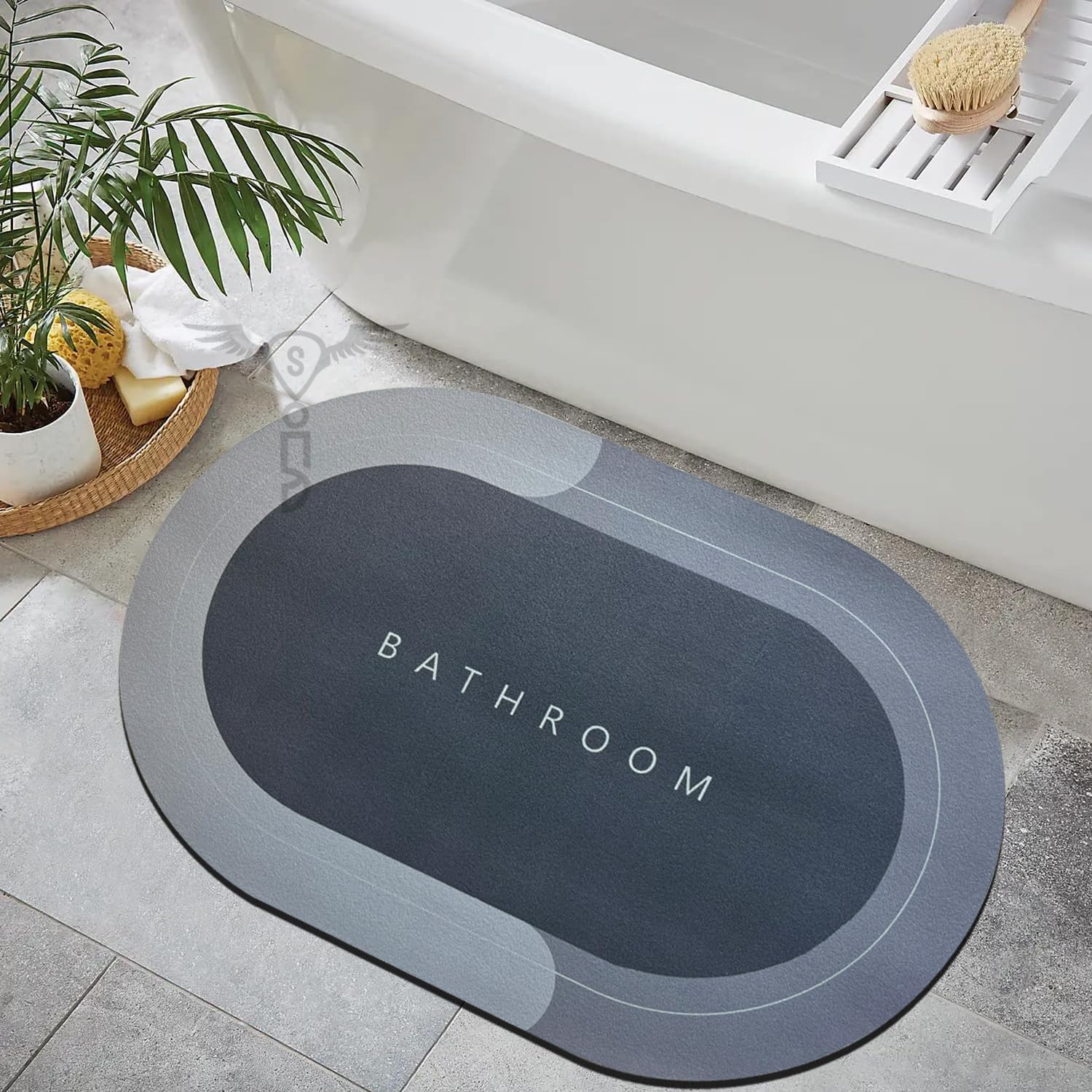 AKNAVI Rubber Bath Mat,AntiSkid Water Soaking Bathroom Rug Door,Floor mat, Soft Quick Dry Water Absorbent Mat for Home Office
