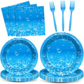 96Pcs Ocean Theme Party Plates and Napkins for Under the Sea Bubbles Birthday Party Supplies Underwater Paper Dessert Cake Plate