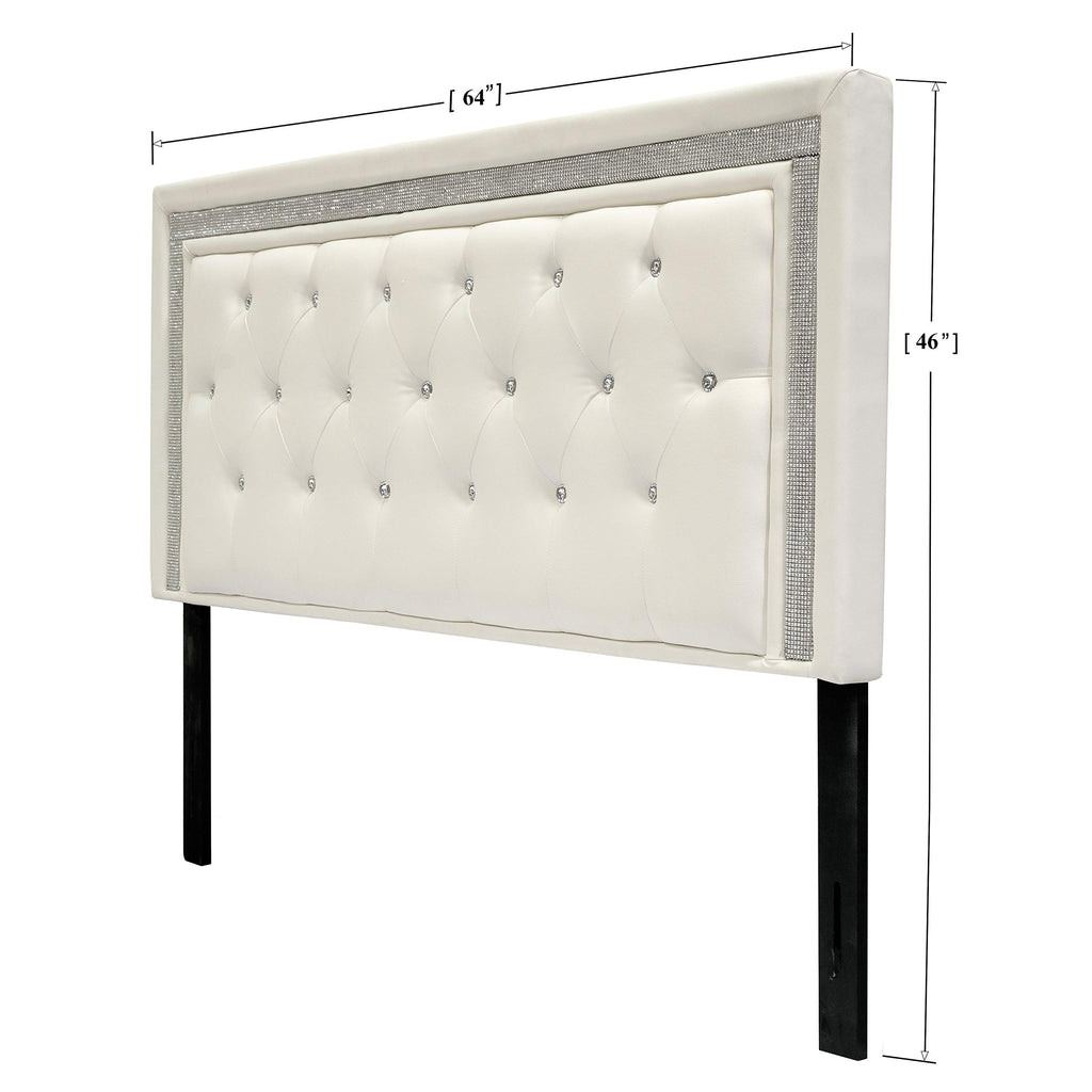 Best Master Furniture Hope Tufted Vinyl Upholstered Headboard, Queen/Full, White