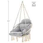 Songmics Hanging Chair, Hammock Chair With Large, Thick Cushion, Swing Chair, Holds Up To 264 Lb, For Terrace, Balcony, Garden, Living Room, Scandinavian, Shabby Chic, Cloud White And Gray Ugdc042G01