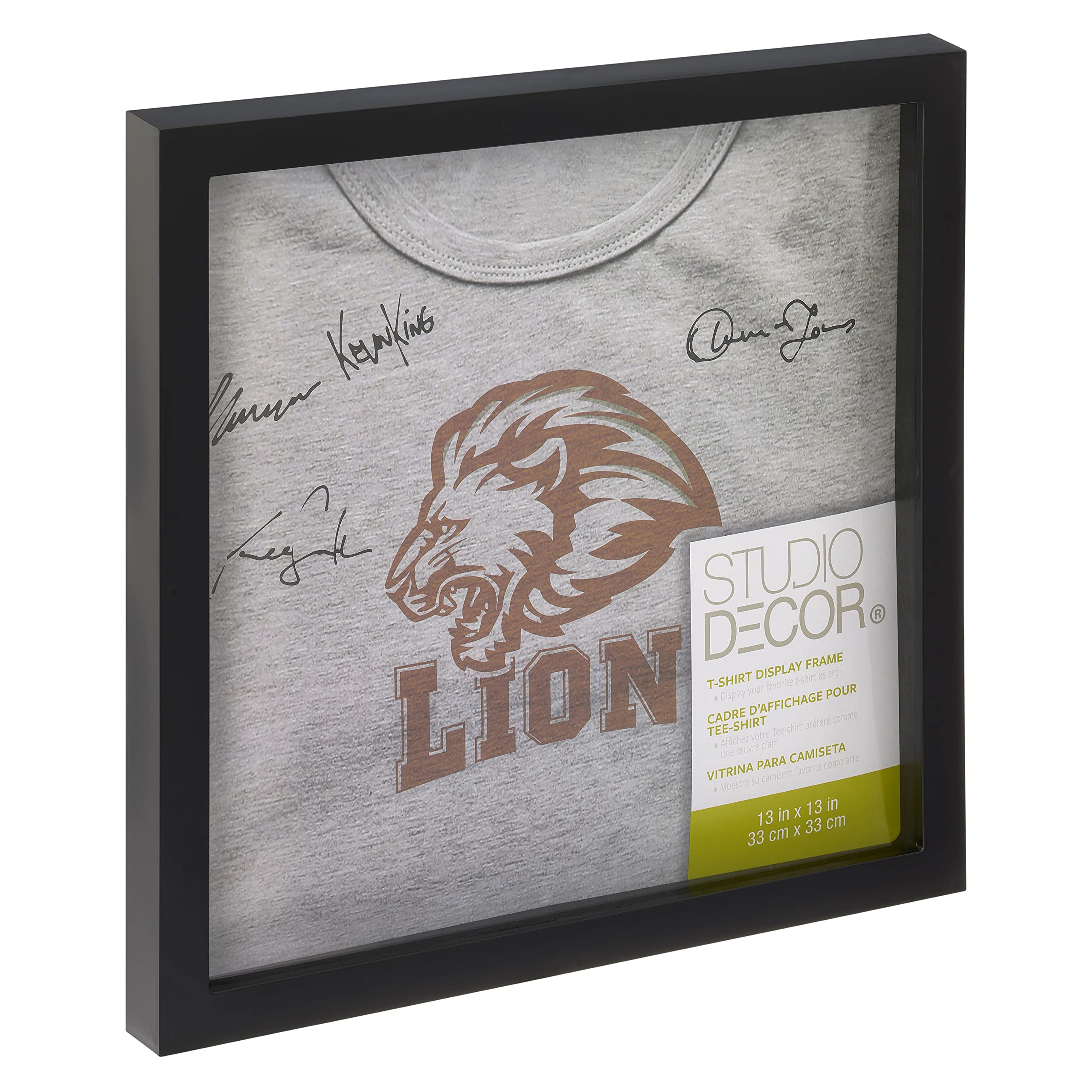 T-Shirt Display Frame By Studio D  Cor - Display Case For Shirts, Jerseys, Memorabilia - Black, 1 Pack