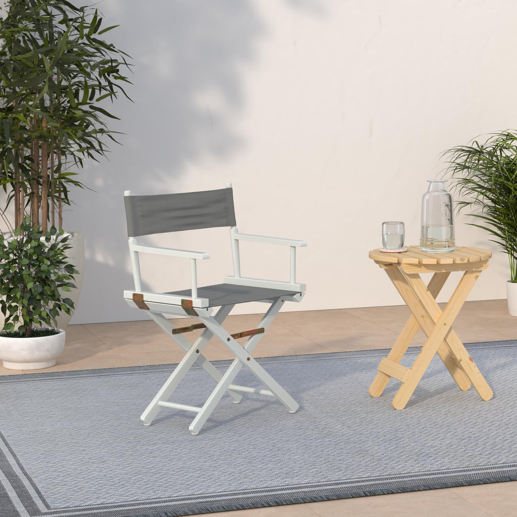 Casual Home 18" Director'S Chair White Frame With Grey Canvas