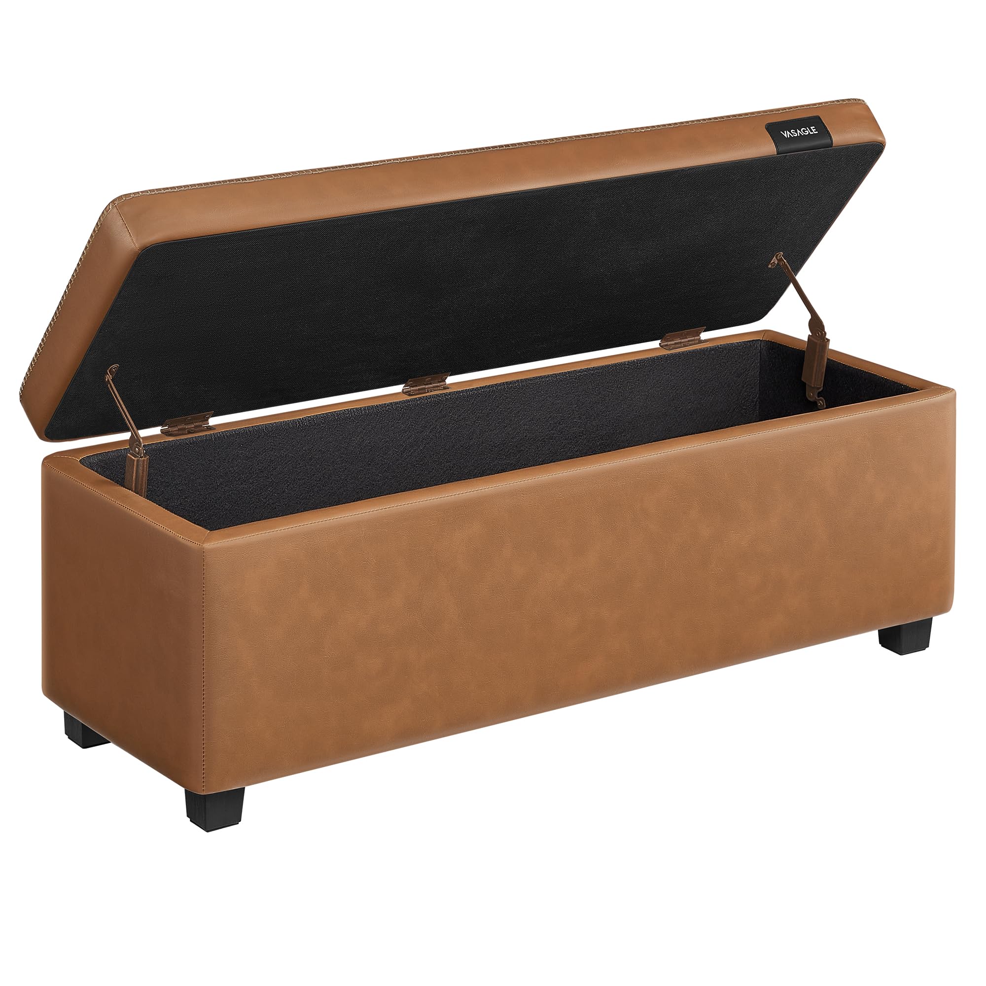 VASAGLE EKHO Collection - Storage Ottoman Bench, Entryway Bedroom Bench, 25 Gallons, Synthetic Leather with Stitching, Mid-Centu