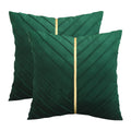 Tosleo Christmas Green Velvet Throw Pillow Covers 24X24 Inch Pack Of 2 With Gold Leather Forest Green Decorative Couch Pillowcas