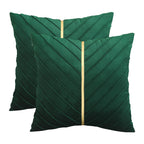 Tosleo Christmas Green Velvet Throw Pillow Covers 24X24 Inch Pack Of 2 With Gold Leather Forest Green Decorative Couch Pillowcas