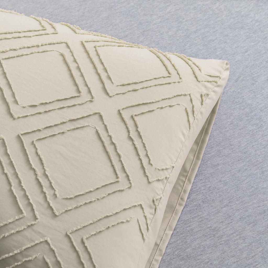 Jellymoni 1 Pack Cream Grey Body Pillowcase, Soft Microfiber Grid Tufted Pillow Covers With Envelope Closure (Pillows Are Not In