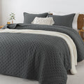 Andency Dark Grey King Size Quilt Bedding Set (106x96 Inch), 3 Pieces Soft Lightweight Bedspread Coverlet, Drak Gray Boho Summer