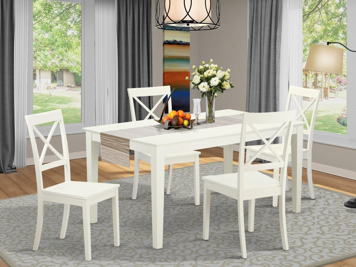 East West Furniture Cabo5-Lwh-W 5 Piece Dining Room Furniture Set Includes A Rectangle Kitchen Table And 4 Dining Chairs, 36X60 Inch, Linen White