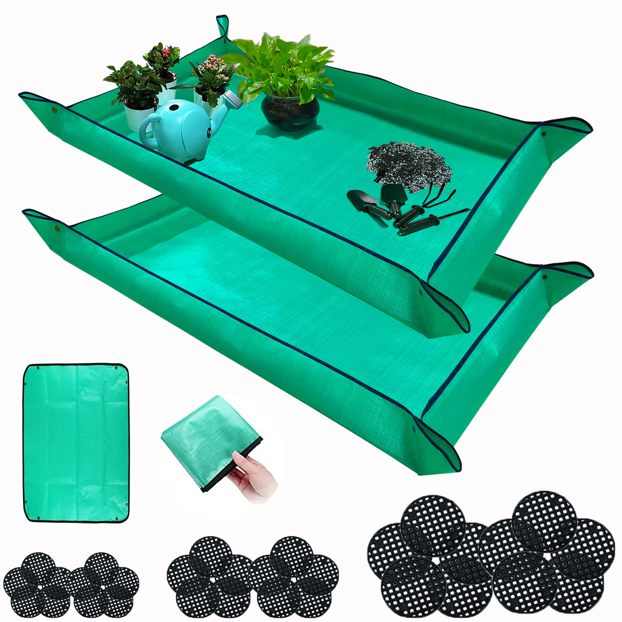 2Pcs Repotting Mat For Indoor Plant Transplanting And Mess Control, 43' X 29' Waterproof Plant Potting Mat Foldable Gardening