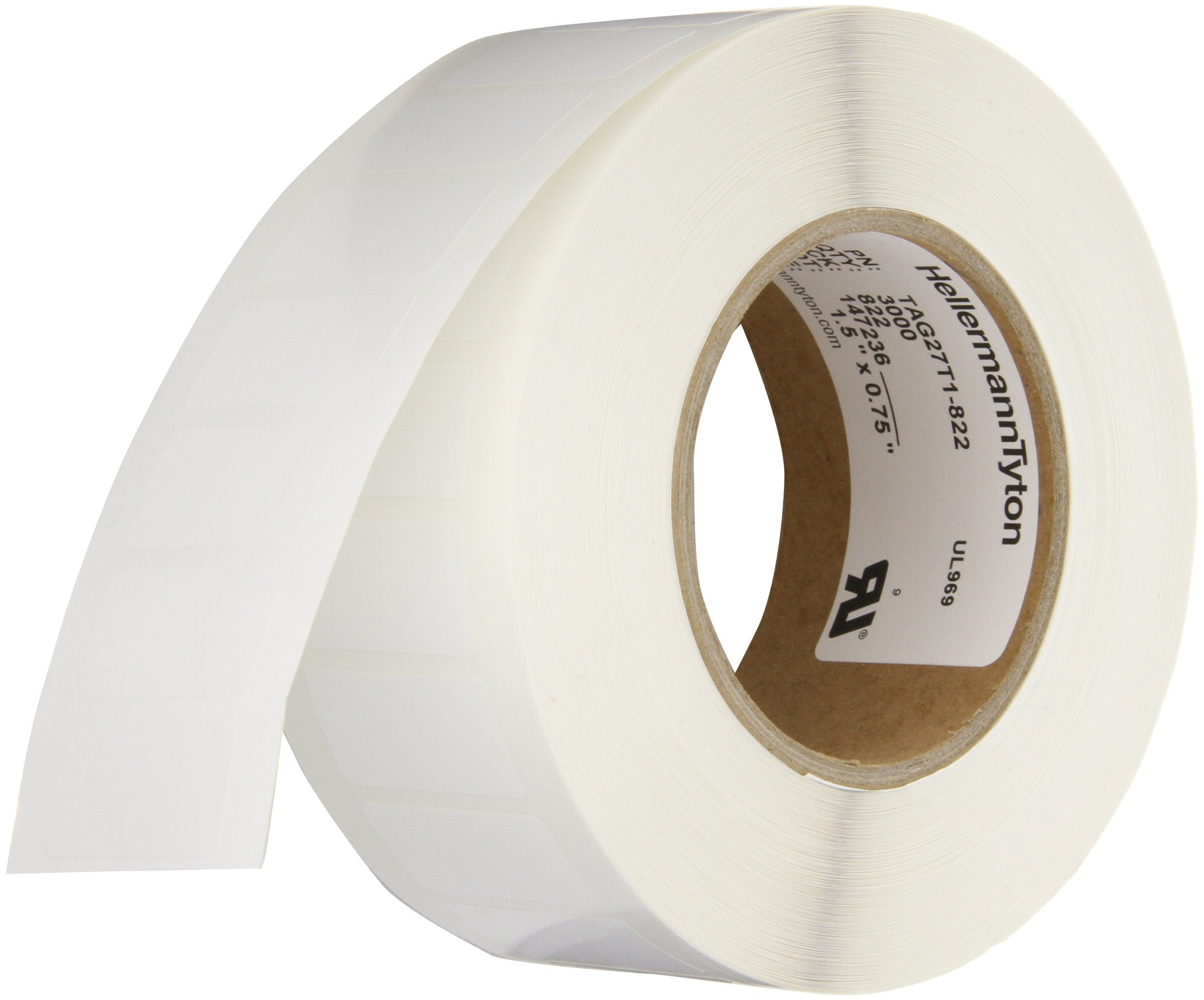 Hellermanntyton Tag27T1-822 Thermal Transfer Label, 1.5' X 0.75', 1 Across, Polyester, White (Pack Of 3000)